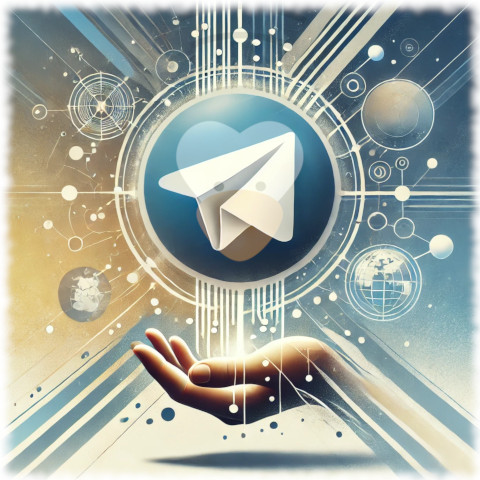 Immagine con logo telegram e logo punto di riferimento